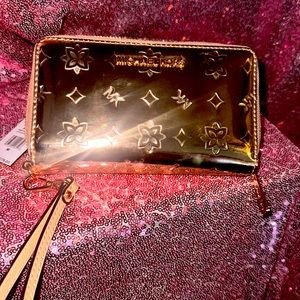 Michael Kors Jet set travel flat ROSE GOLD wallet/phone case